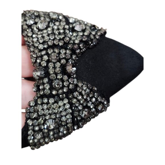Tory Burch Black Sliver Rhinestone Bow Flats Women Size 8.5 M - Picture 5 of 14